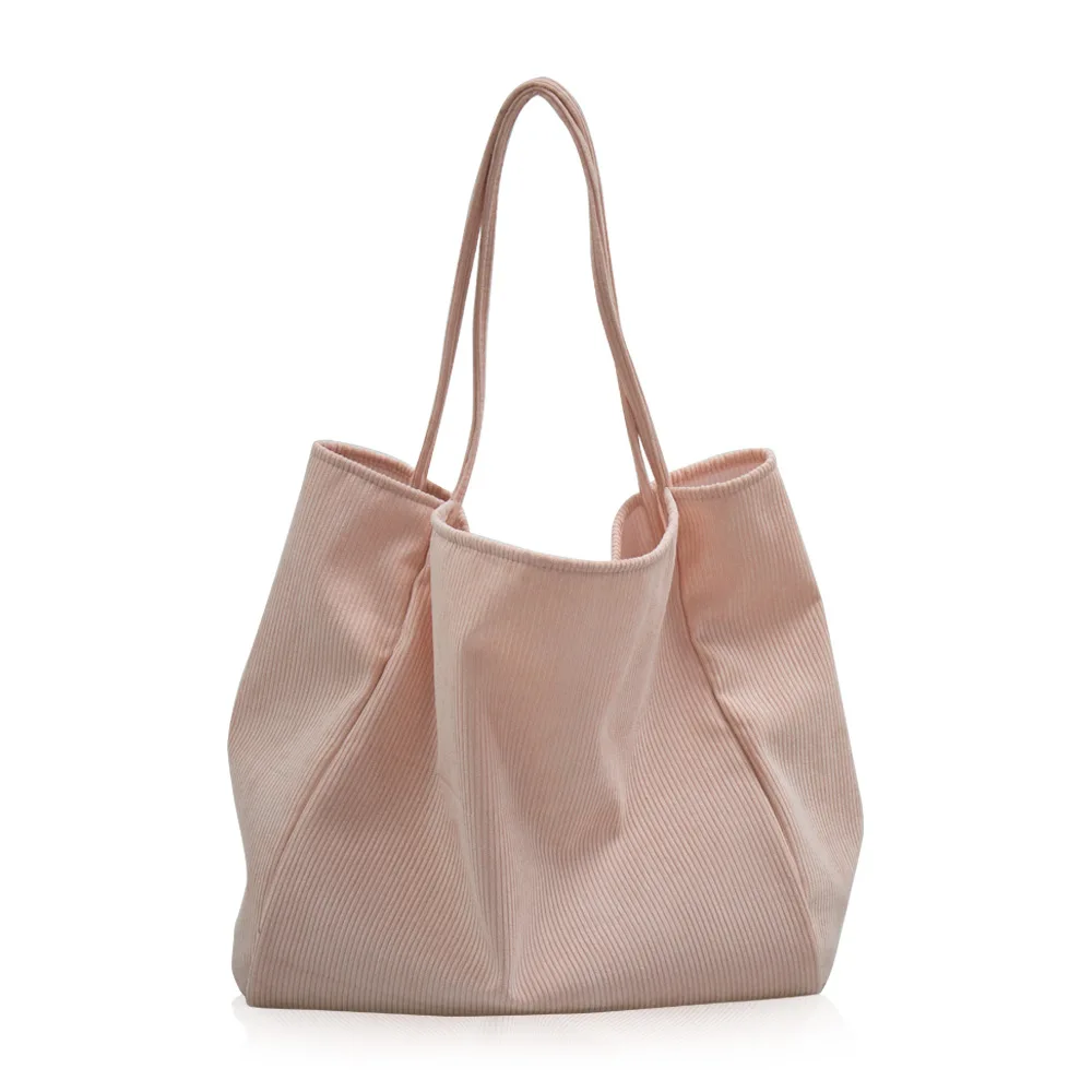 

Wholesale ladies extra large cord vegan shoulder bags women shopper bag classic eco friendly corduroy tote bag