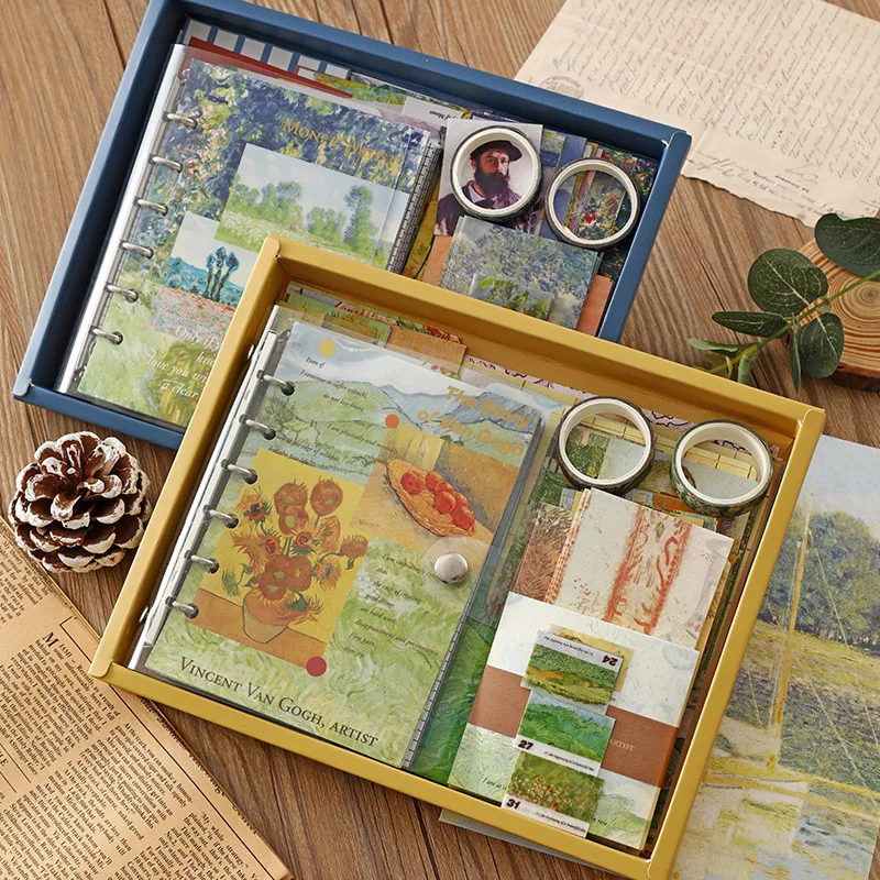 

Gift Set Artistic Retro European Style Sure Hand Account Simple Vincent Van Gogh's Oil Painting Journal Tool Material Set