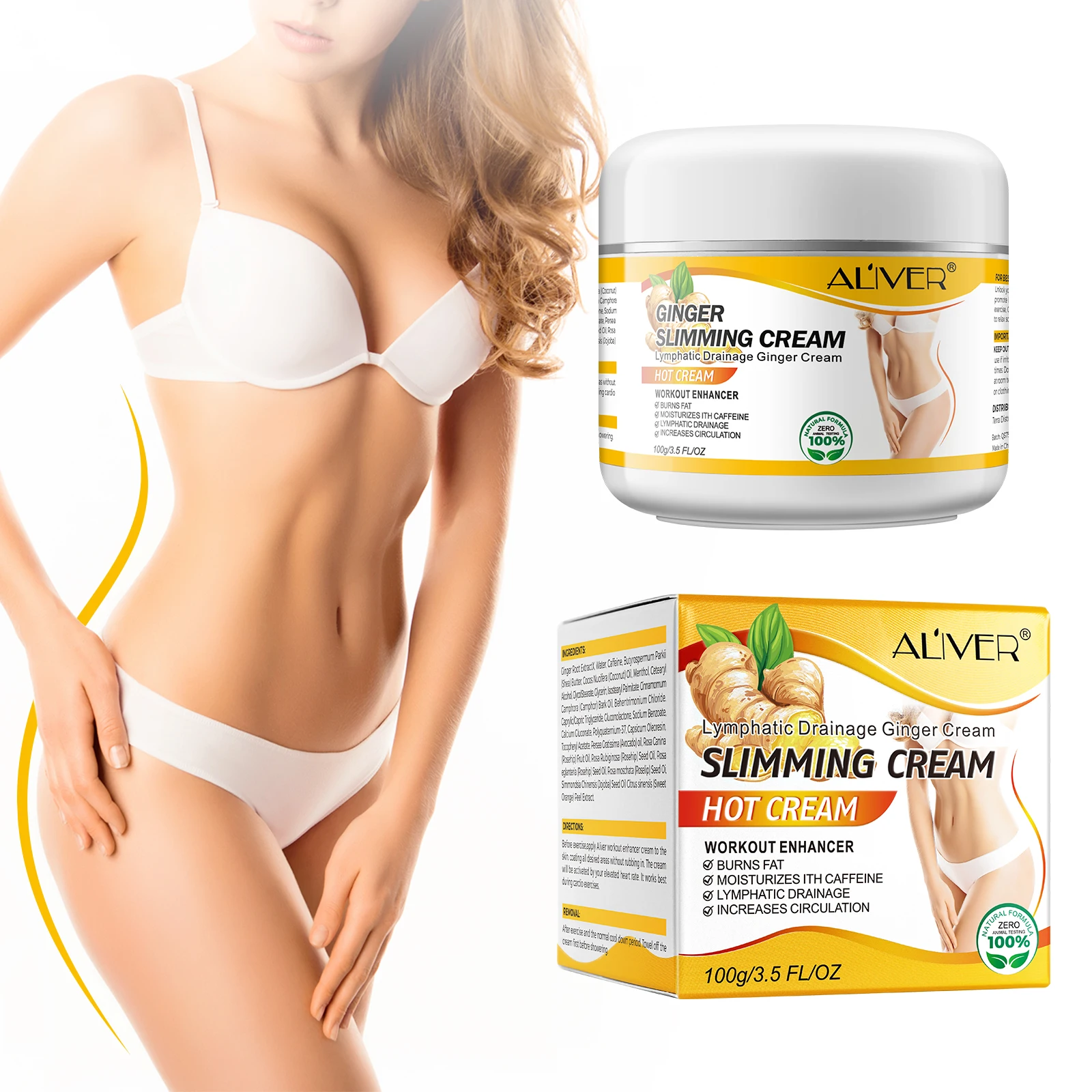 

ALIVER Wholesale Smoothing Relaxing Anti Cellulite Fat Burning Belly Body Slim Weight Loss Ginger Slimming Cream