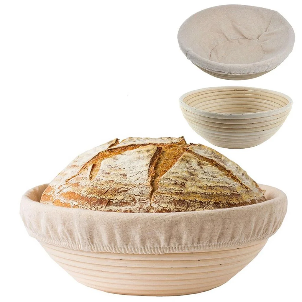 

Heat Kitchen Round Natural Rattan Dinnerware Sets Rattan Bread Basket With Handle Bread Proofing Basket Set bread basket Rattan