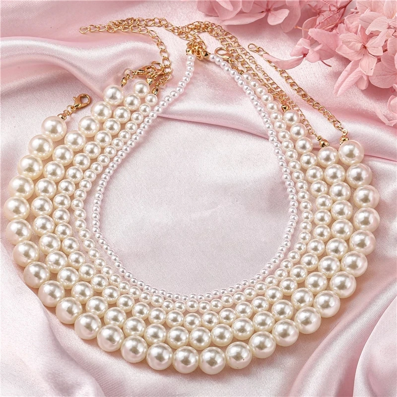 

Vintage Pearl Choker Necklace Fashion Summer White Imitation Pearl Necklaces 2021 Trend Elegant Wedding Jewelry For Women