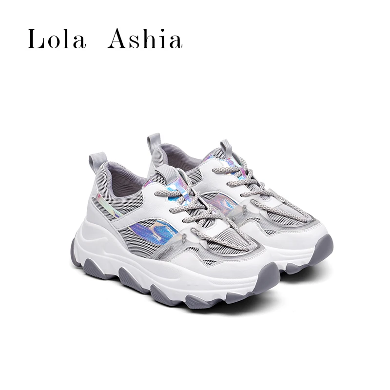 

2021 Women Casual Shoes Mesh Fancy luxury Platform lace up Sneaker Breathable Ladies White Sports Shoes for women