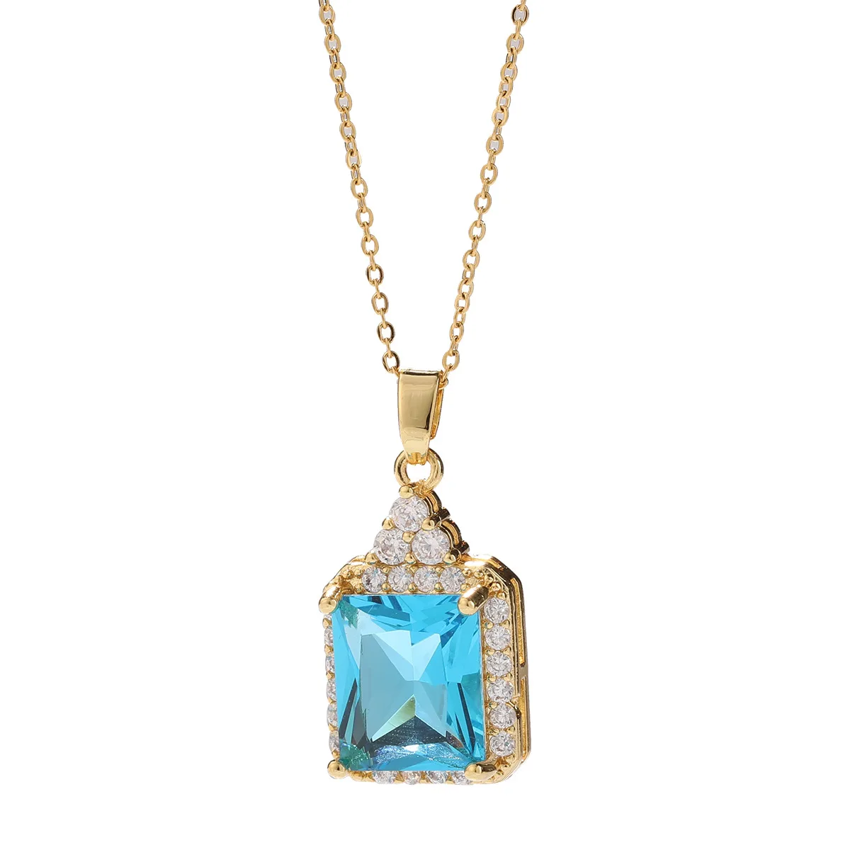 

Excellent Blue 18K Gold Fashion Jewelry Accessory Pendant Crystal Gold Necklace Women