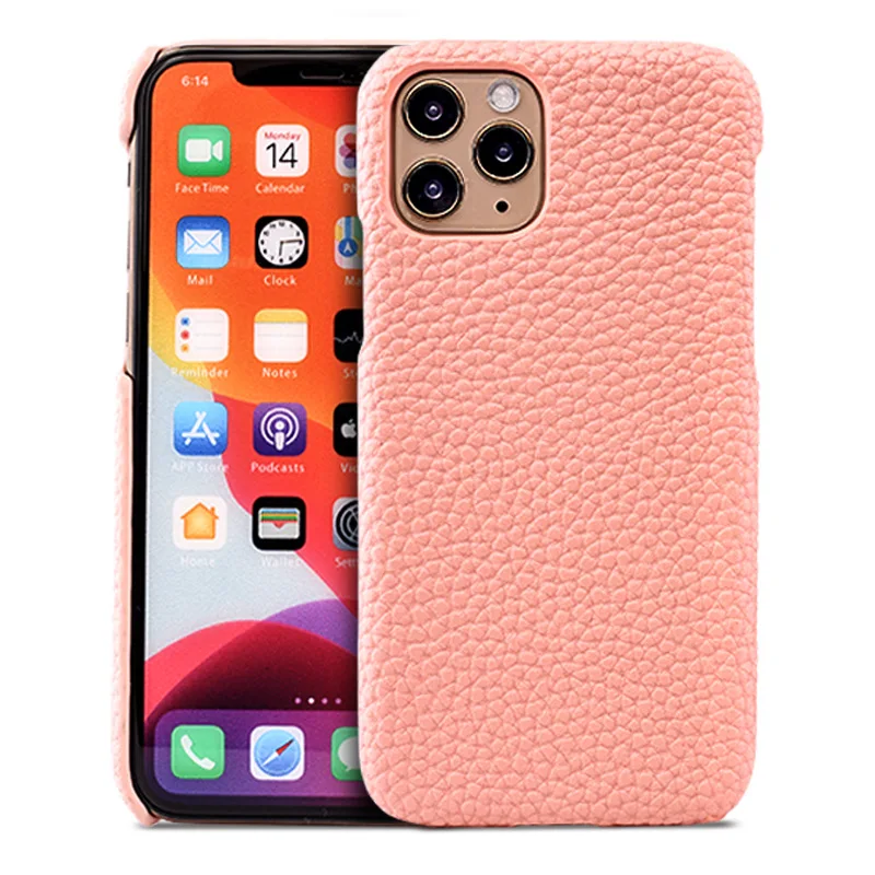 

Ready to Ship PU lichee pebble leather mobile cellphone back phone case cover bags full wrapped for iPhone 12 pro max