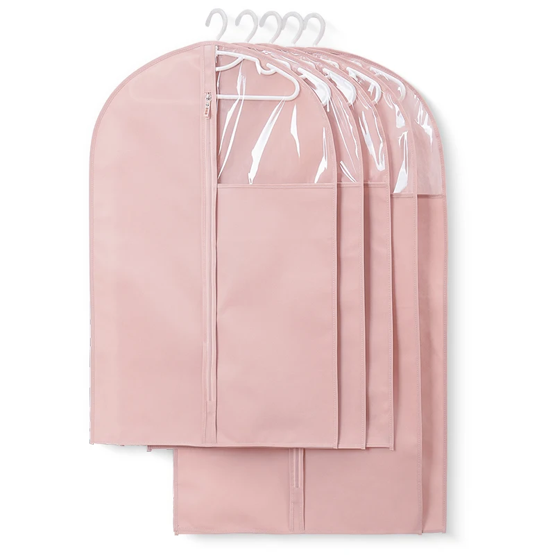 

Suit Cover Non-woven Dust Cover Garment Bag economic coat cover suit, Coral pink