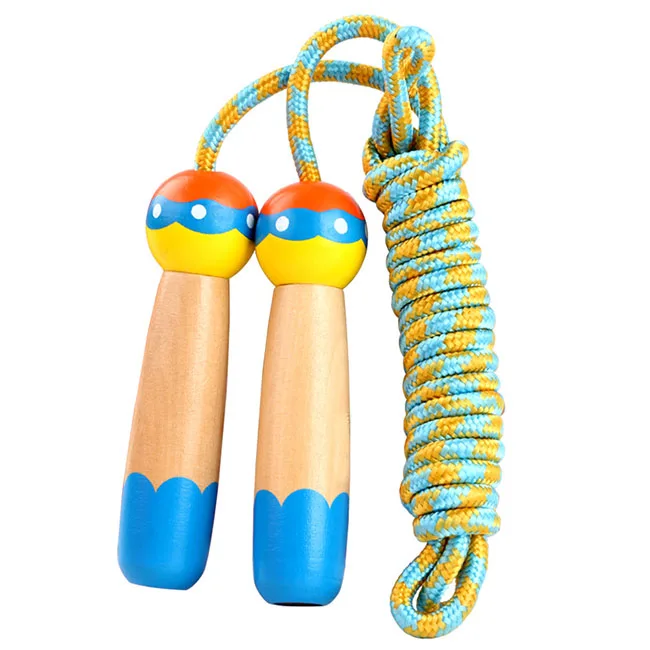 

Kids Wooden Handle Cotton Jump Rope Fitness Toddlers Cute Skipping Jump Ropes In Stock