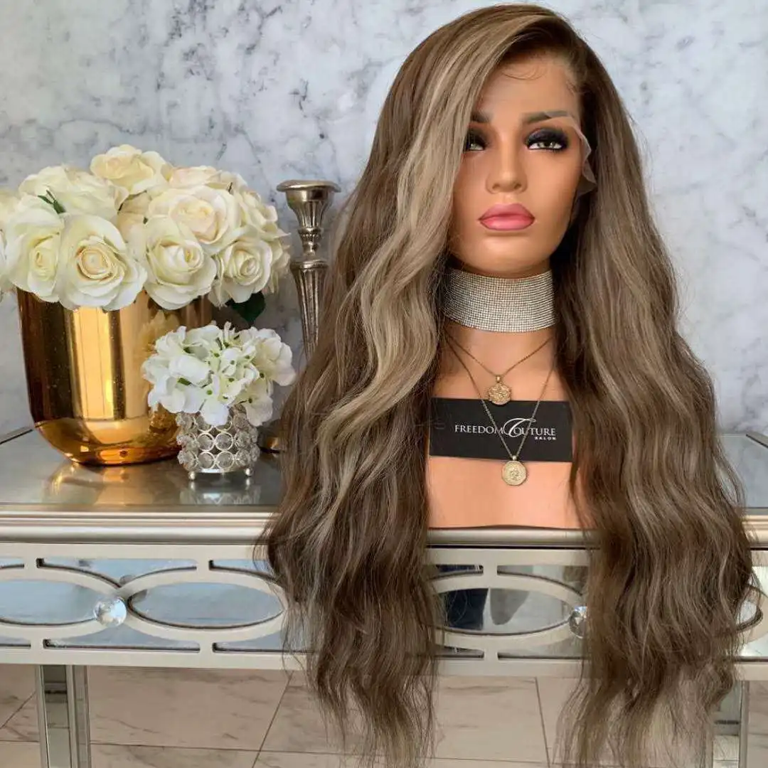 

Lace Wig Vendors Ladies Gradient Color Long Curly Hair Synthetic Hair And Wig Swiss Lace Wig