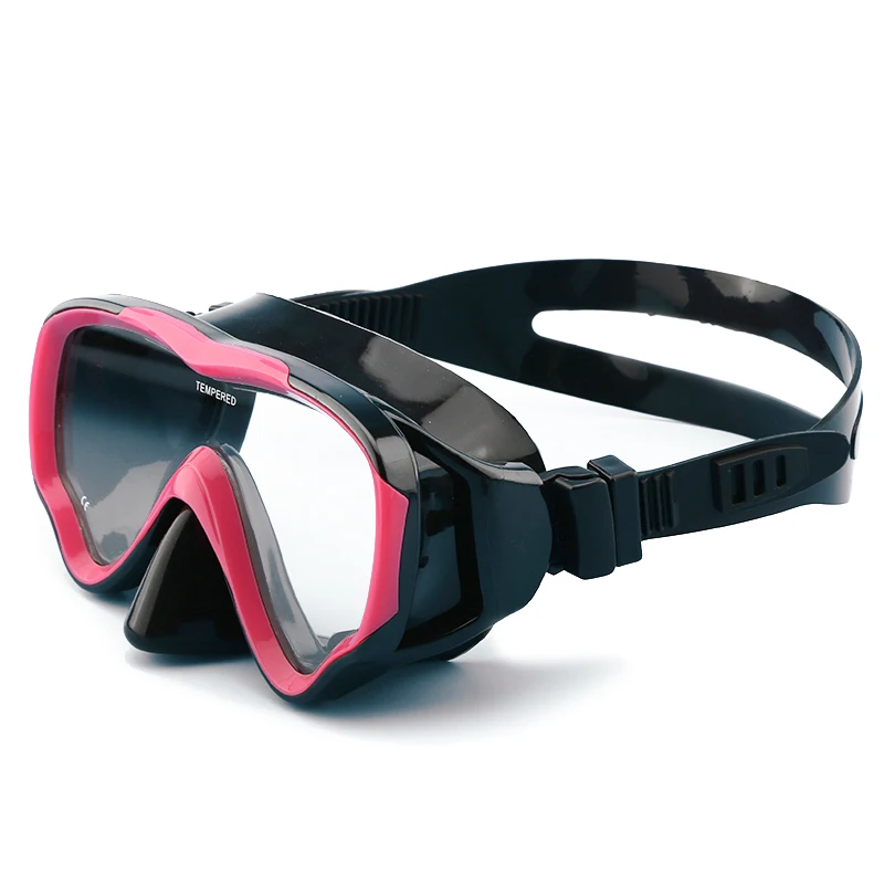 

kids tempered glass single lens Silicone skirt nose covered swim goggles diving Mask snorkel face mask