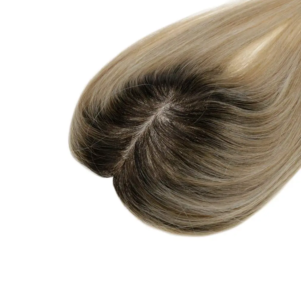 

BYMC Human Hair Topper Blond 100% Virgin Hair 150% Density in Toupee Hair For Women