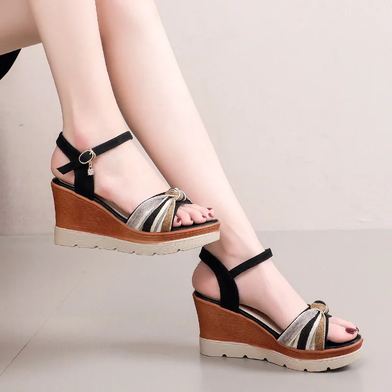 

2021 New Arrival Wedge Heel Sandals Women's Platform Buckle High Heel Fish Mouth Leaky Toe Sandals