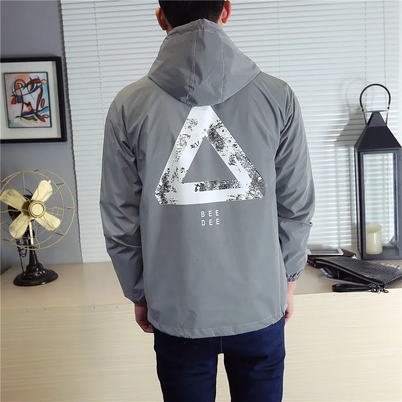 Wholesale men high light hip hop reflect jacket,custom hi vis running softshell reflective jacket with zippers
