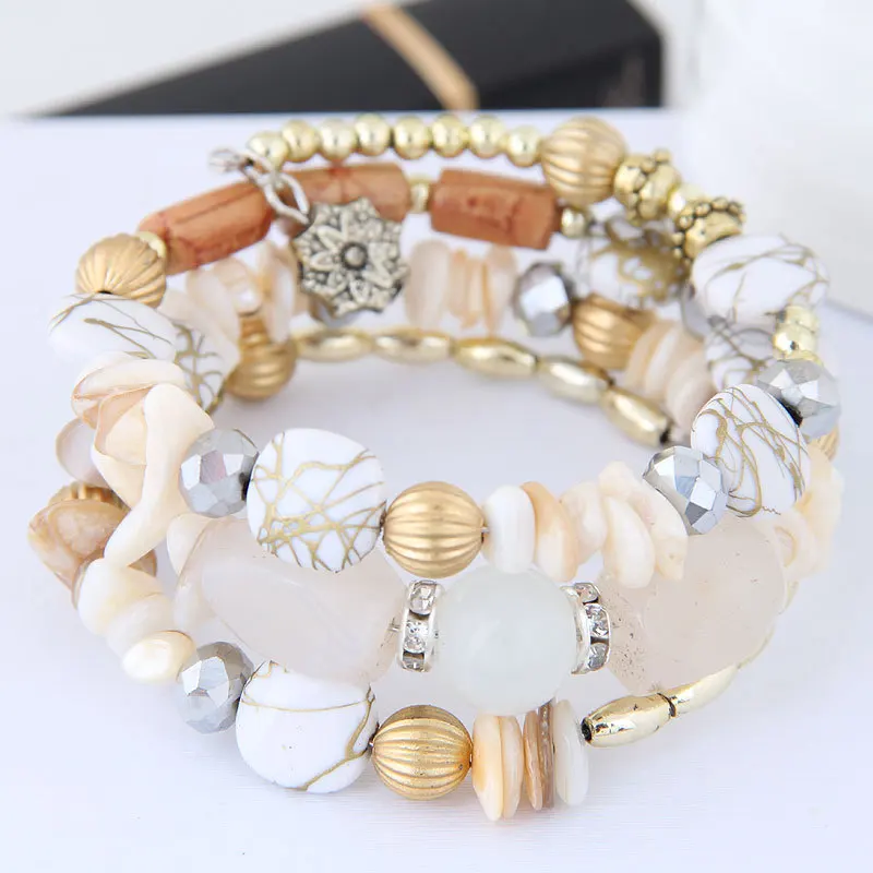 

New Turquoise Crystal Mix And Match Multi-Layer Fashion Women'S Bracelet Bohemian Shell Bracelets