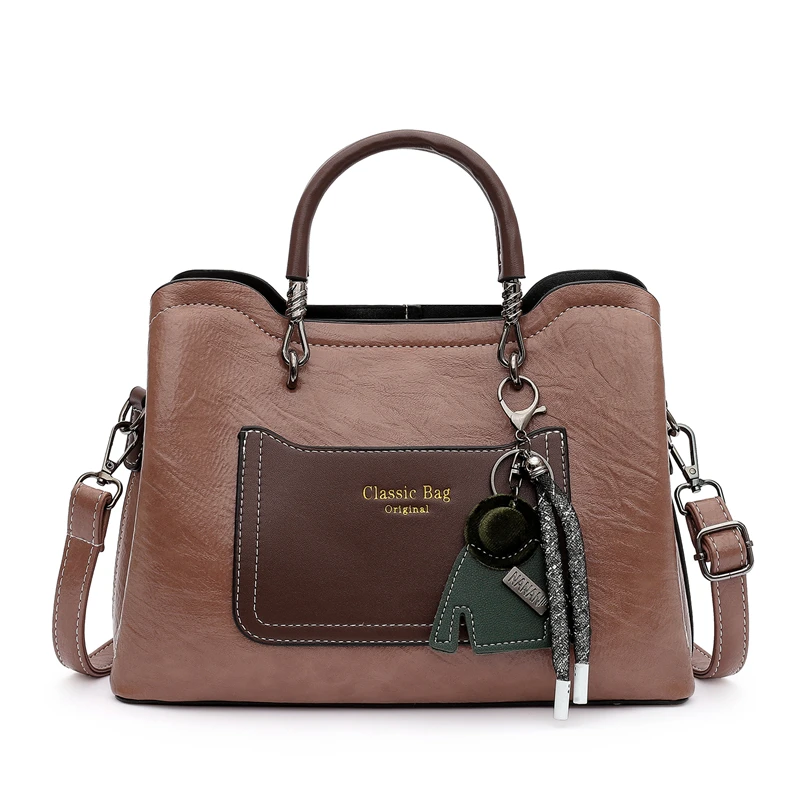 

Durable Fashion Pu Leather Handbag High Quality Shoulder Women Bag, Brown,blue,pink,gray,black
