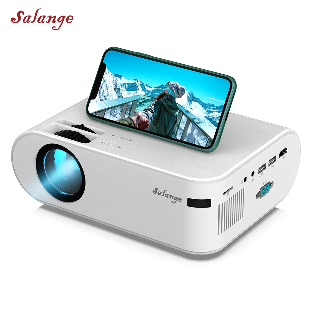 

Salange P62 Wireless Mini Projector for Home Theater System Projectors HD 4K 1080P Portable Video Beamer 3D, White