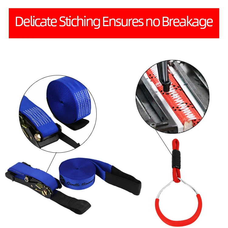 
Gentle Booms Sports Amazon Portable 40ft kids slackline monkey Bar Ninja Line Warrior obstacles hanging course set 
