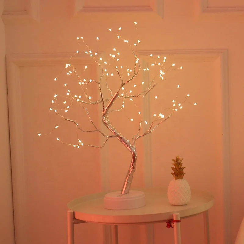 Tree Light 108 led Copper wire Fire Night Light for Wedding Party Home Decorations USB Firefly Tree Lamp