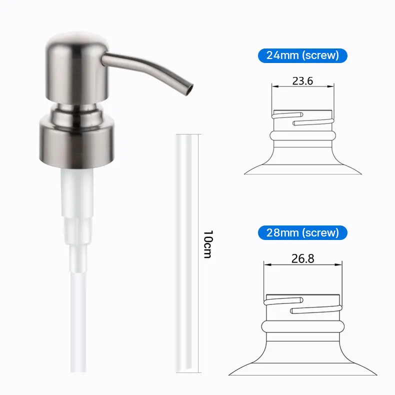 Empty Lotion Bottle Luxury Metal Pump Matte 28/400 Chromed Metal Copper Lotion Soap Dispenser Pump for Metal Bottle Closure