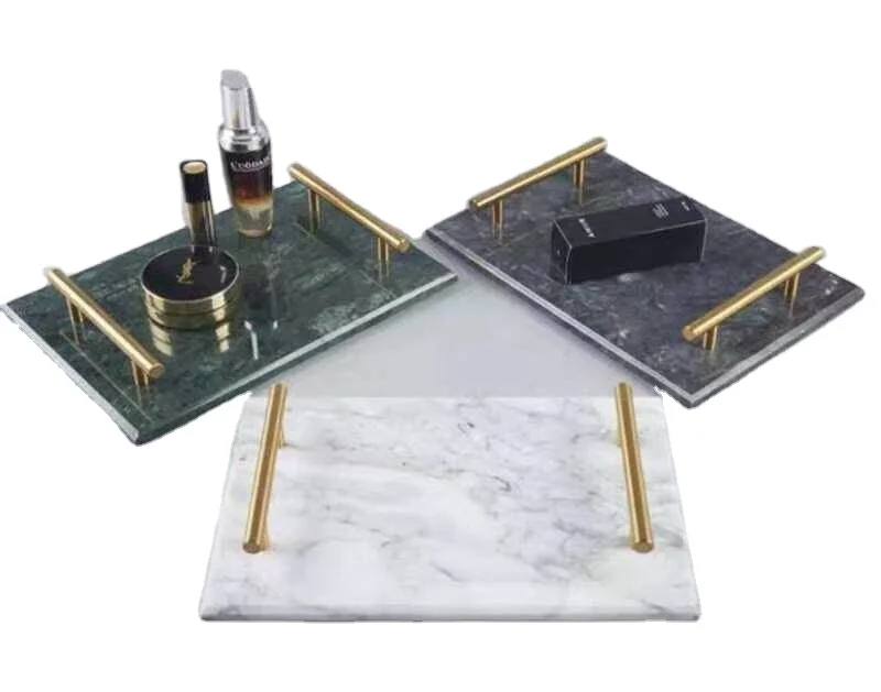 

Colorful Natural Marble Tray Container,Serving Tray With Handles