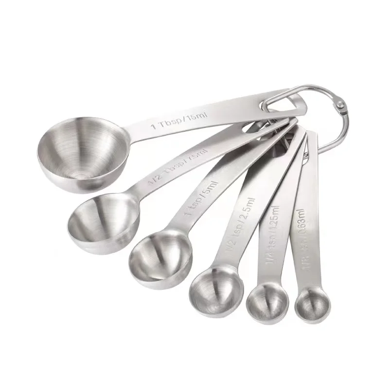 

Hot Sale 6 Sets Customizable Stainless Steel Measuring Spoons, Sliver