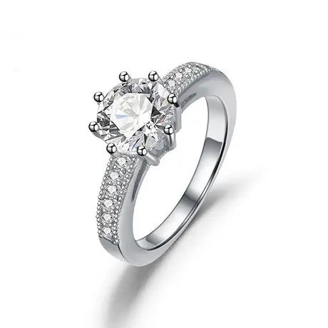 

925 sterling silver diamond ring for women's wedding 8 claw 1 carat engagement ring