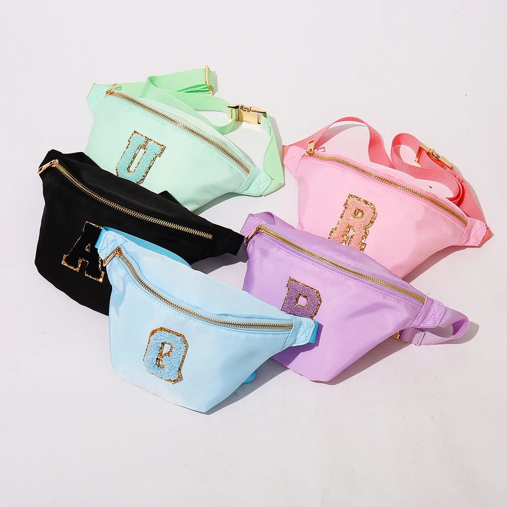 

Stock No MOQ Nylon Metal Zipper Release Buckle Travel Sport Waist Bag For Women Adjustable Strap Belt Fanny Pack, Multi color