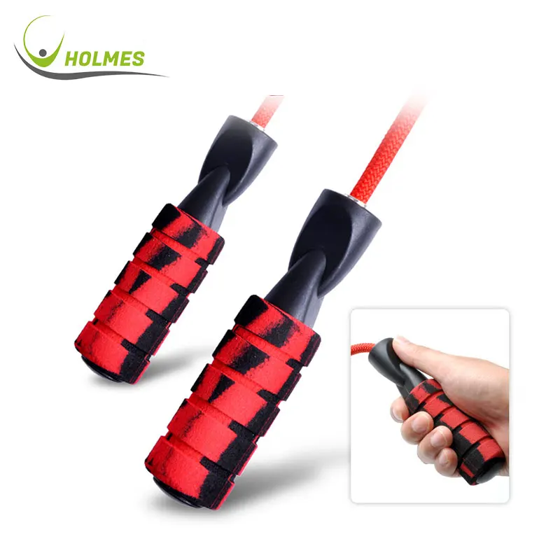 

Men Women Double Bearing Cotton Jump Rope Bold Adult Skipping Rope Doodle Handle Nylon Rope, Red/blue/grey