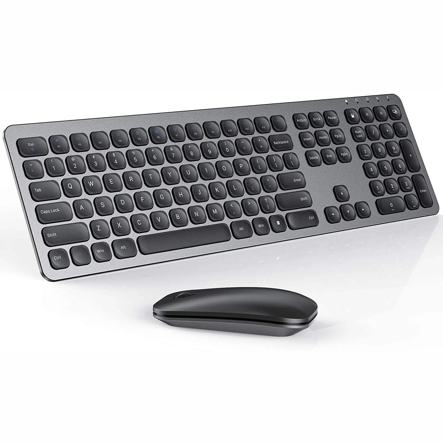 

Hot Selling Slim Multi Device Wireless keyboard aluminium and mouse rechargeable, Black
