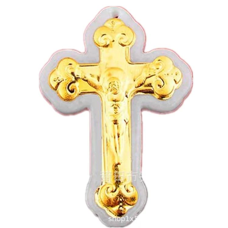 

2021 Sailing Jewelry Christian Gold Natural Jadeite Cross Pendant Necklace Jadeite Jesus Cross Necklace