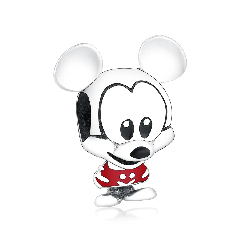 

New Arrival Silver Cartoon Pendant 925 Sterling Silver Mickey With Red Enamel Trousers Charms For Jewelry Making