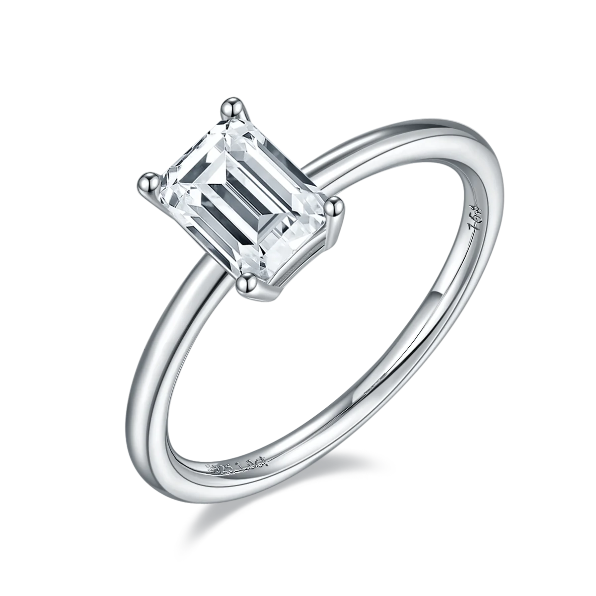 

M90D New design 1ct rectangle moissanite stone 925 silver white gold plated rings