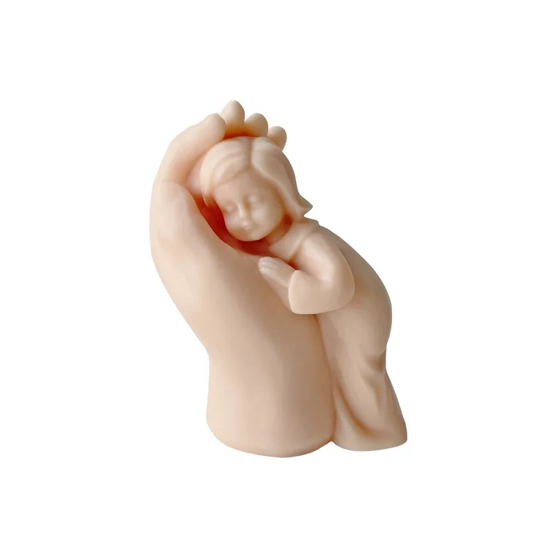 

1759 New Silicone DIY 3D Mom Hand Touch Baby Aromatherapy Gypsum Candle Mold, White transparent
