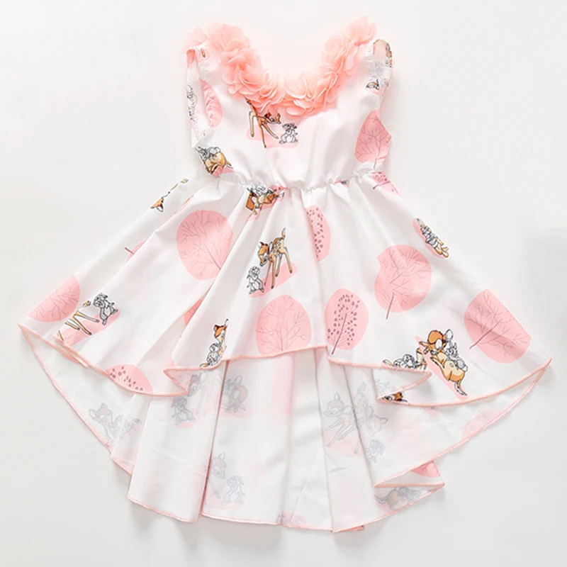 

Sleeveless floral print children boutique clothes summer little girls princess party dresses, As picture show