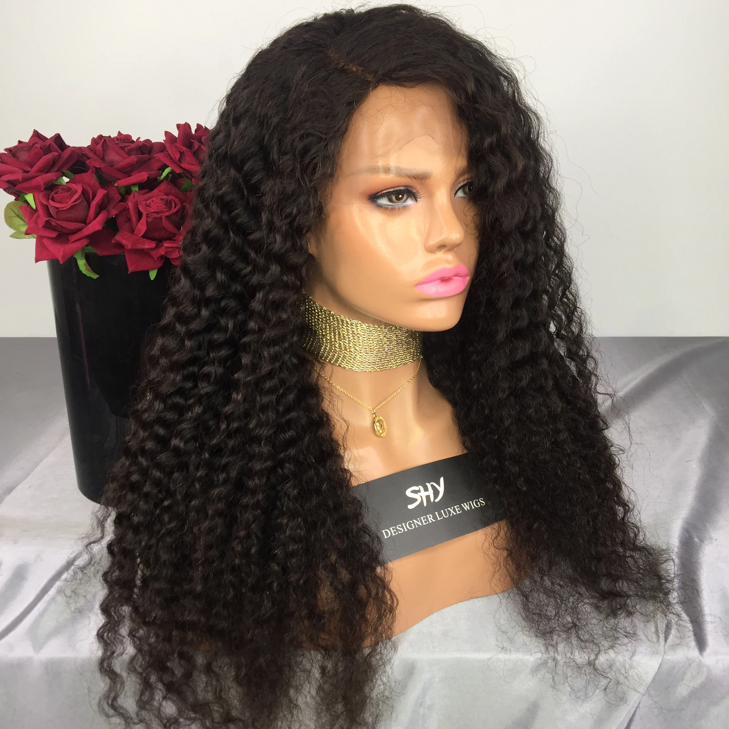 

Curly 13*4 Lace Front Human Hair Wig 10A Natural Color 150% Remy Hair Brazilian Hair For Sale