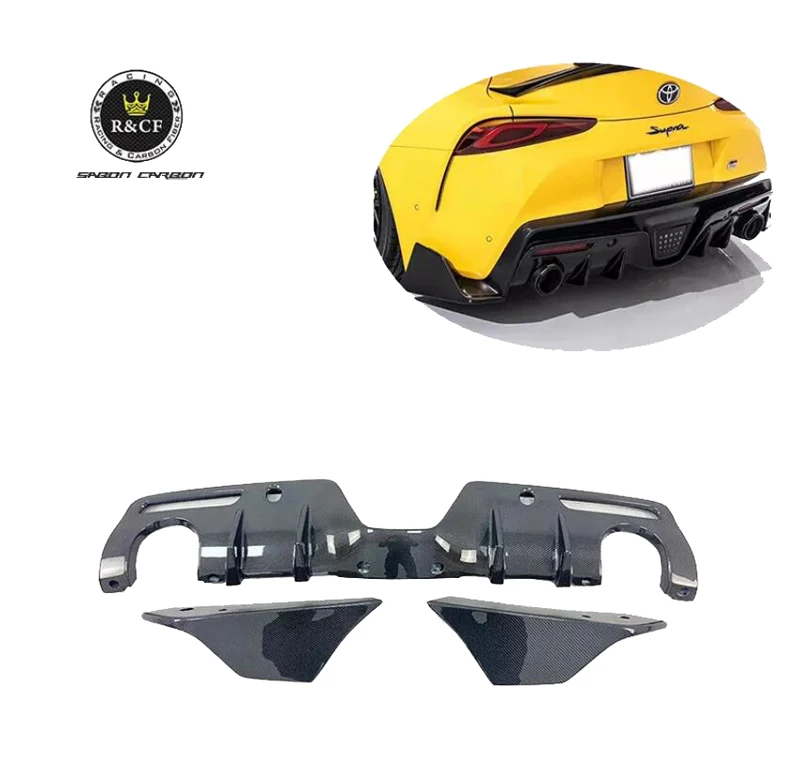 

For 2019-20 Toyota Supra A90 mk5 Carbon Fiber Rear Diffuser With Rear Spats Side Spliter