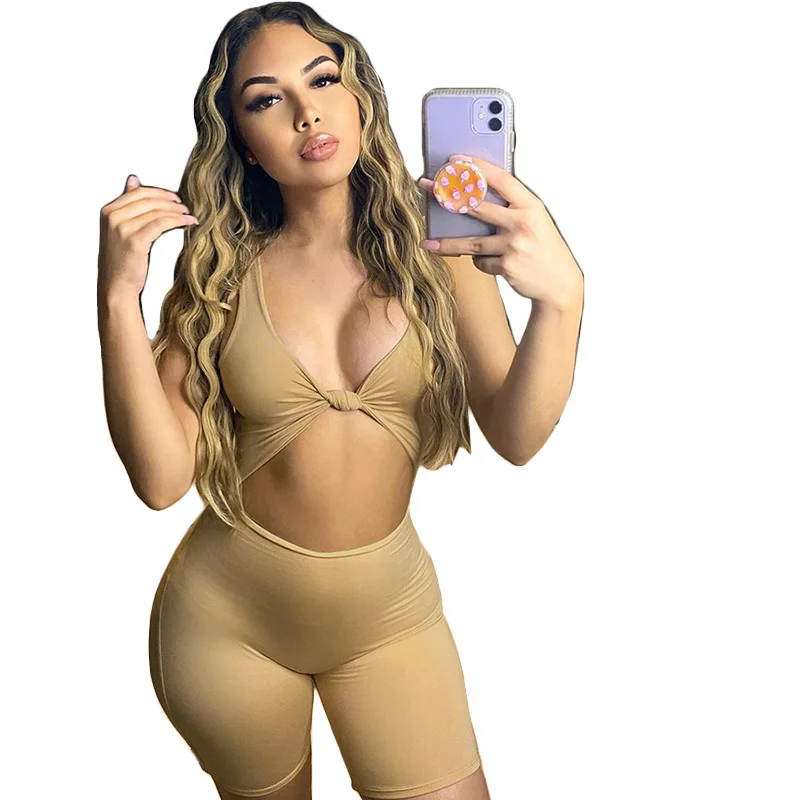 

SXE-K21Q01244 2021 Summer Women'S New Products Sexy Hollow Sleeveless Low-Cut High Waist Skinny Sports Jumpsuit, Picture