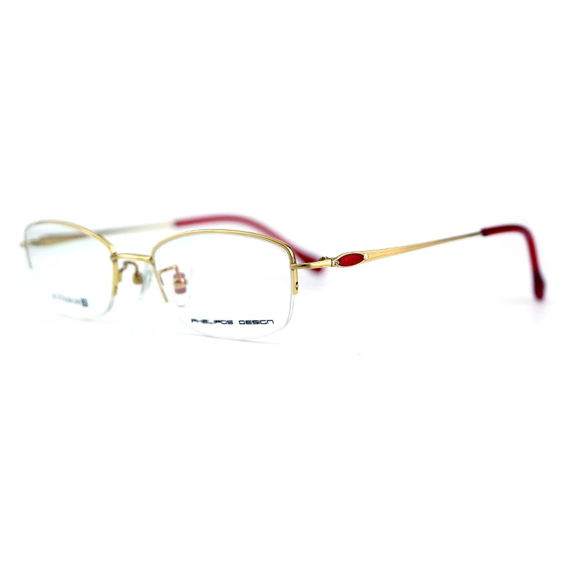 

new design ready stock pure titanium frames high quality half rim optical frame women optical glasses frame, 4 colors