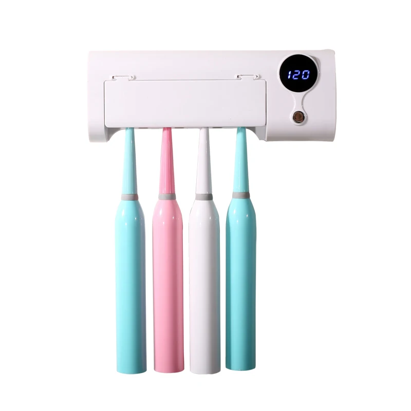 
Household wall mounted UV toothbrush holder charging intelligent sterilization 99% toothbrush sterilizer for 4 toothbrushes 