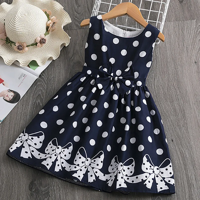 

3-12 Years Girls Polka-Dot Dress 2020 Summer Sleeveless Bow Ball Gown Clothing Kids Baby Princess Dresses Children Clothes, Picture shows