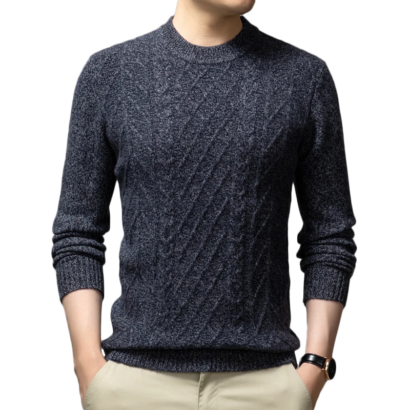 

Half high collar new man sweater men's sweater in autumn and winter 2021 O-Neck sweater sweter men, Black
