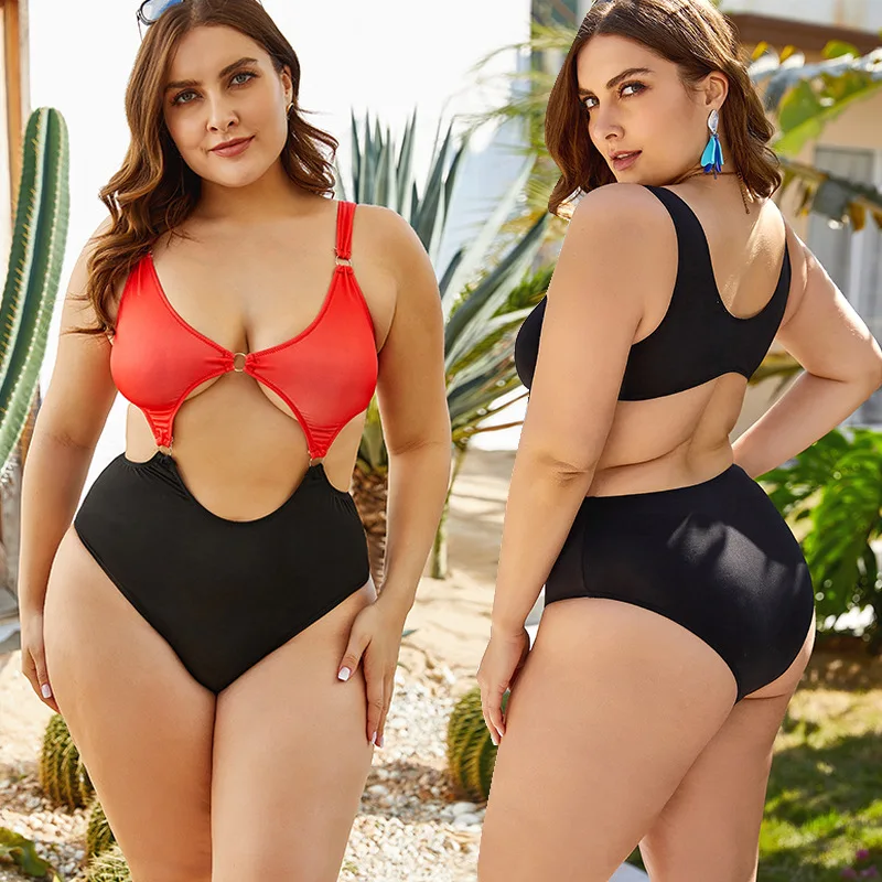 

YZ-1054 Europe And The United States INS The New Big Yards One-piece Condole Hollow Out Plus Size Swimsuit Sexy Bikini