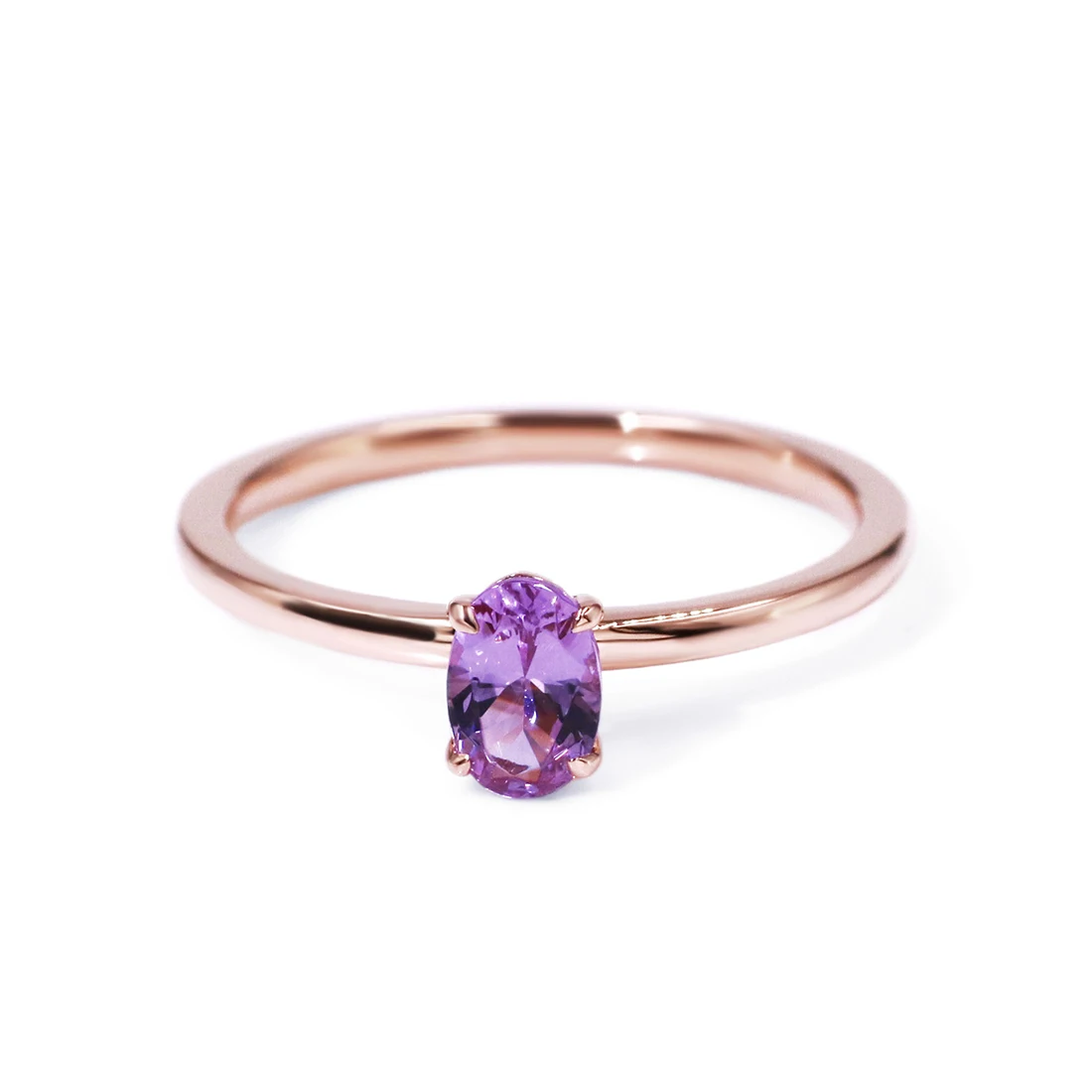 

Tianyu gems oval 4*6mm purple corundum 14k rose gold jewelry ring for women party