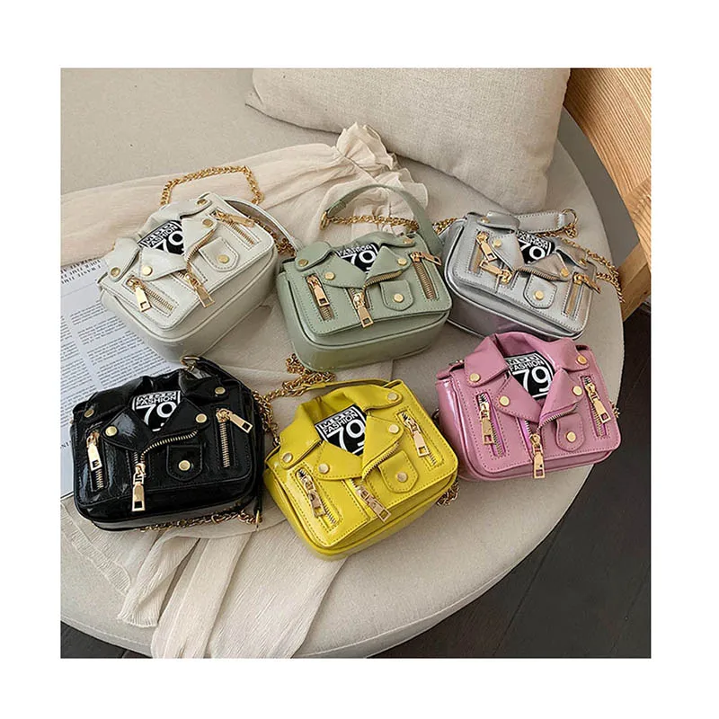 

Designer Women Shoulder Messenger Bags Rivet Zip Jacket Bag Motorcycle Handbags Chain Crossbody Bags Sac A Main Femme De Marque