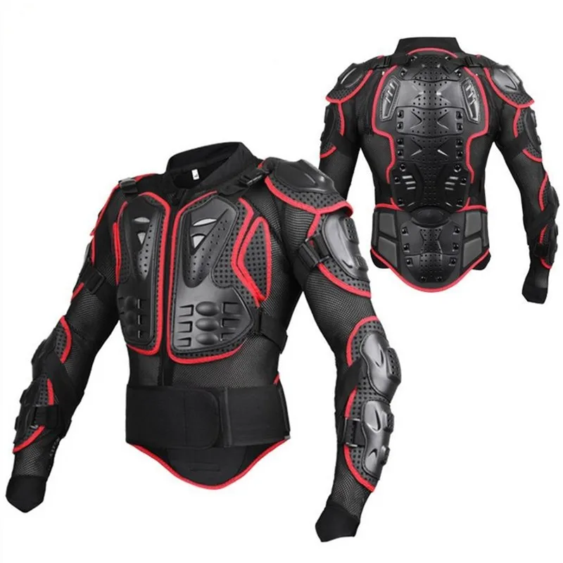 

Sports safety cycling men leather racing adventure with armor motorbike motorcycle mesh slim jackets, Black, red