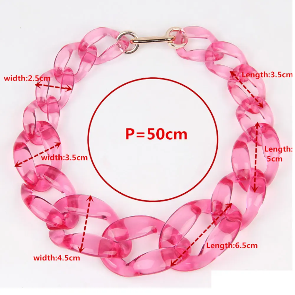 

fashion women clear acetic acid clear acrylic statement chunky chain link choker necklace resin jewelry, Multi