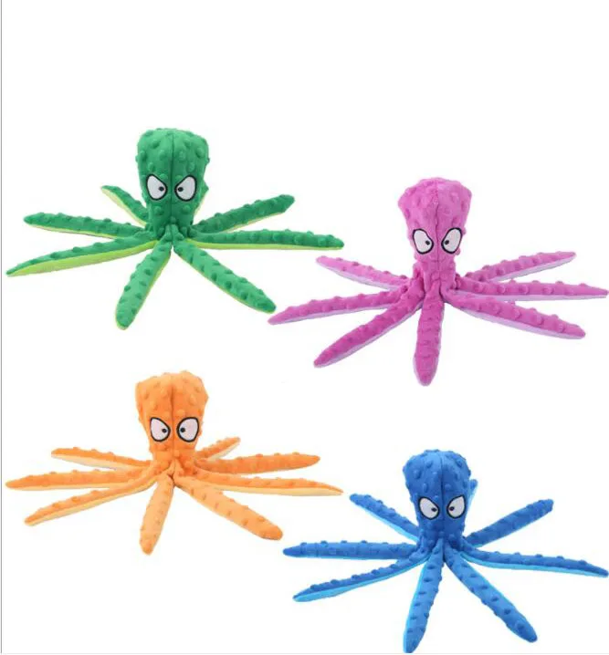 

Colorful Cartoon Octopus Orange Puppy Pet Plush Squeaky Dog Toy, Picture
