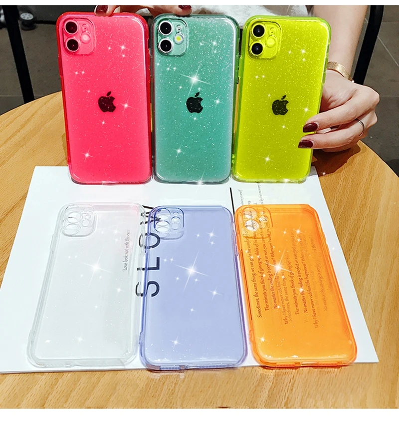 

Luxury Candy Transparent Phone Case For iphone 11 12 mini Pro Max XS X XR 7 8 plus SE 2020 Soft Silicone Shockproof Cases Cover