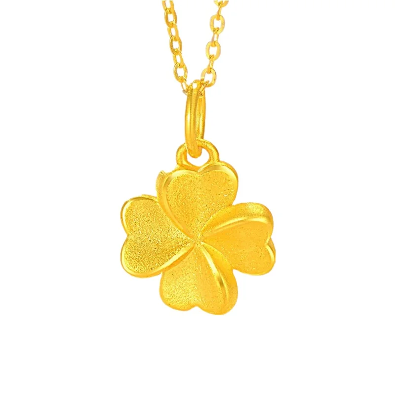 

Wholesale Gold Four-Leaf Clover Necklace Vietnam Sand Gold Women's Alloy Gold Clover Collarbone Necklace Wholesale