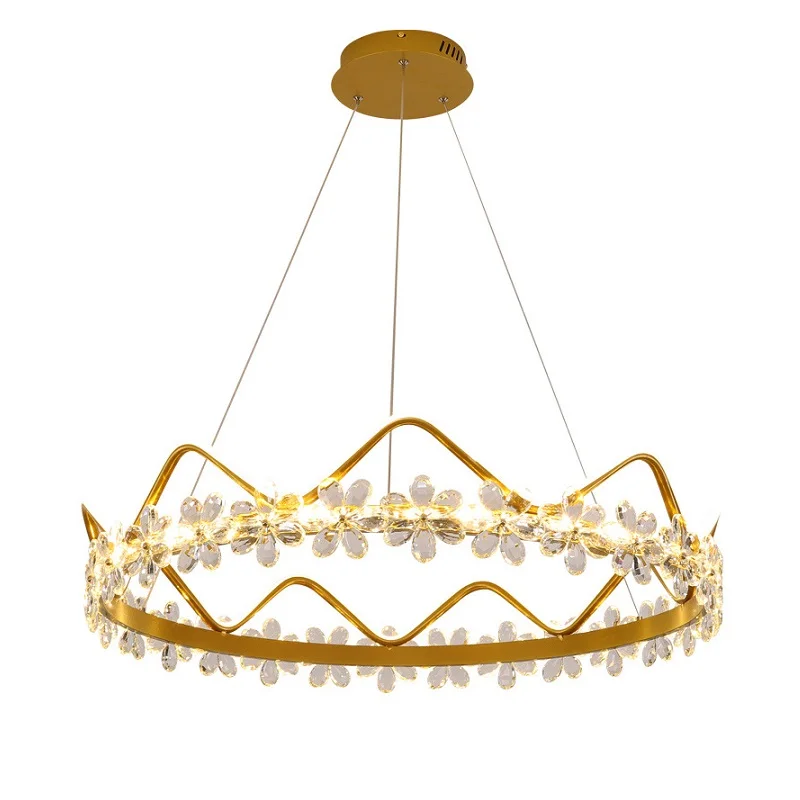 

Nordic Luxury Crystal Dining Room Chandelier Creative Crown Shape Living Room Led Light Modern Minimalist Bedroom Lamps