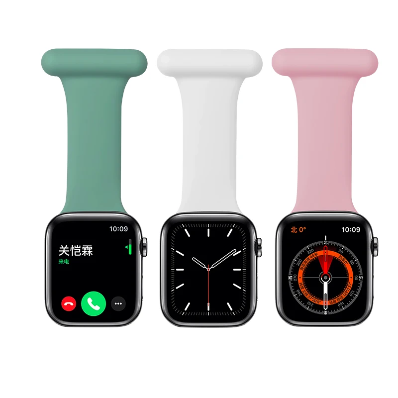 

Nurse Watch Strap Safety Fob Pins Silicone Watch Strap Compatible For Apple Watch 6/5/4/3/SE 38mm 40mm 42mm 44mm, Multi-color optional or customized
