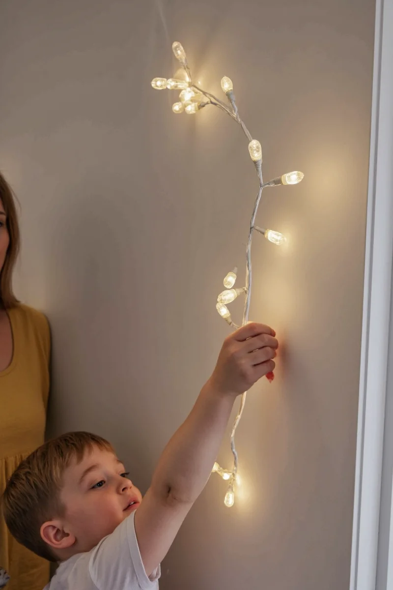 Kids enjoying LED lights under supervision